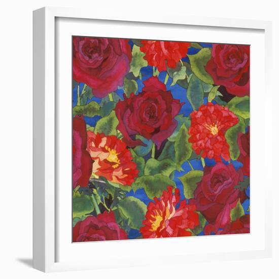 Dance Of Love- Roses & Zinnias-Carissa Luminess-Framed Giclee Print