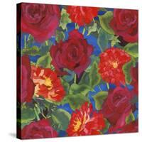 Dance Of Love- Roses & Zinnias-Carissa Luminess-Stretched Canvas