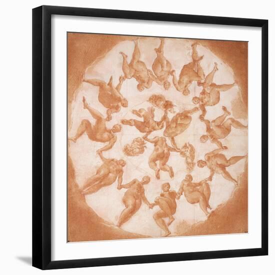 Dance of the Hours and Three Putti with Cornucopiae-Francesco Primaticcio-Framed Giclee Print