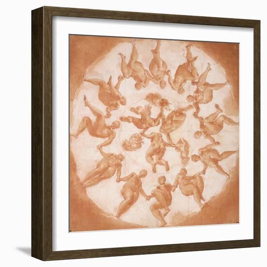 Dance of the Hours and Three Putti with Cornucopiae-Francesco Primaticcio-Framed Giclee Print