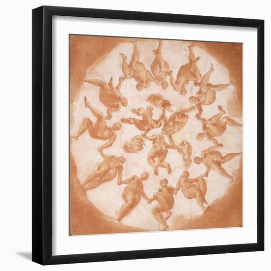 Dance of the Hours and Three Putti with Cornucopiae-Francesco Primaticcio-Framed Giclee Print