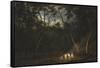 Dance of the Natives of Van Diemen's Land, Moonlight-John Glover-Framed Stretched Canvas