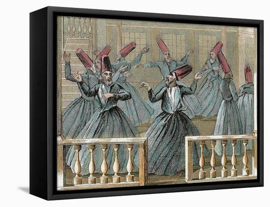 Dance of the Sufi Dervishes, 19th Century Colored Engraving-Prisma Archivo-Framed Stretched Canvas