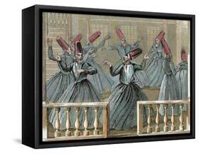 Dance of the Sufi Dervishes, 19th Century Colored Engraving-Prisma Archivo-Framed Stretched Canvas