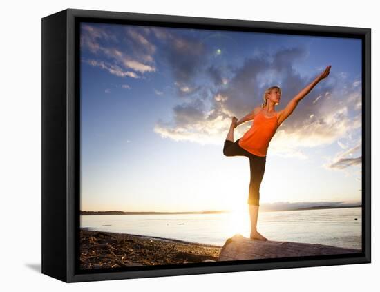 Dance Pose on the Beach of Lincoln Park, West Seattle, Washington-Dan Holz-Framed Stretched Canvas