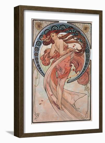 Dance (Rose), 1898 (Colour Litho)-Alphonse Marie Mucha-Framed Giclee Print