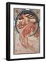 Dance (Rose), 1898 (Colour Litho)-Alphonse Marie Mucha-Framed Giclee Print