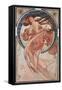 Dance (Rose), 1898 (Colour Litho)-Alphonse Marie Mucha-Framed Stretched Canvas