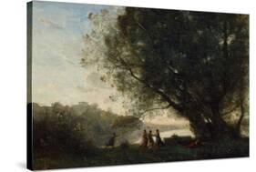 Dance under the Trees at the Edge of the Lake, 1865-70-Jean-Baptiste-Camille Corot-Stretched Canvas