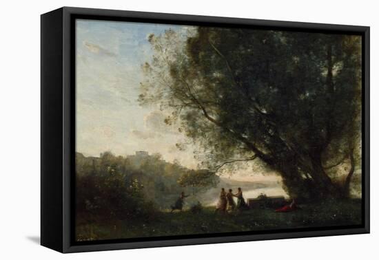 Dance under the Trees at the Edge of the Lake, 1865-70-Jean-Baptiste-Camille Corot-Framed Stretched Canvas