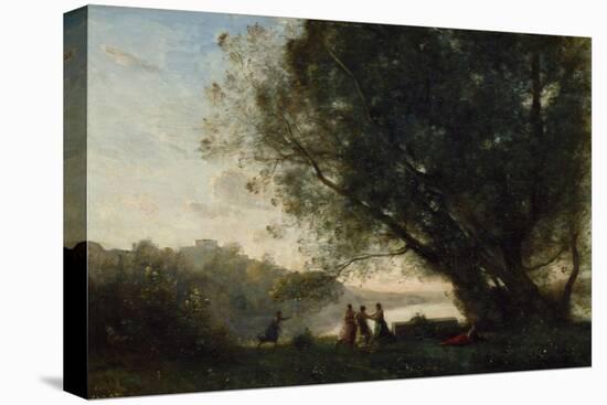 Dance under the Trees at the Edge of the Lake, 1865-70-Jean-Baptiste-Camille Corot-Stretched Canvas