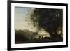 Dance under the Trees at the Edge of the Lake, 1865-70-Jean-Baptiste-Camille Corot-Framed Giclee Print