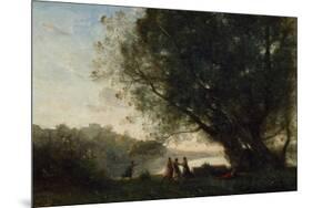 Dance under the Trees at the Edge of the Lake, 1865-70-Jean-Baptiste-Camille Corot-Mounted Giclee Print