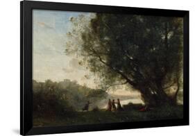 Dance under the Trees at the Edge of the Lake, 1865-70-Jean-Baptiste-Camille Corot-Framed Giclee Print