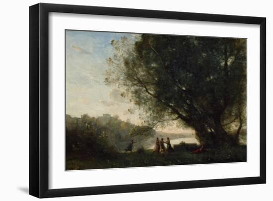 Dance under the Trees at the Edge of the Lake, 1865-70-Jean-Baptiste-Camille Corot-Framed Giclee Print