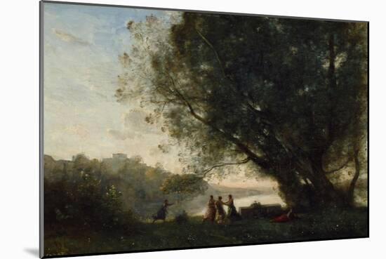 Dance under the Trees at the Edge of the Lake, 1865-70-Jean-Baptiste-Camille Corot-Mounted Giclee Print