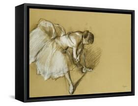 Dancer Adjusting Her Shoe, circa 1890-Edgar Degas-Framed Stretched Canvas