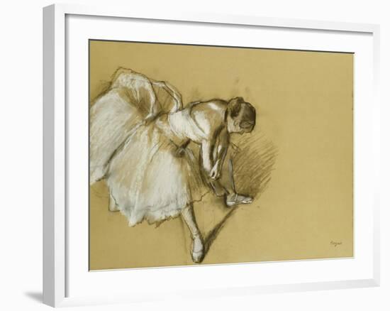 Dancer Adjusting Her Shoe, circa 1890-Edgar Degas-Framed Giclee Print