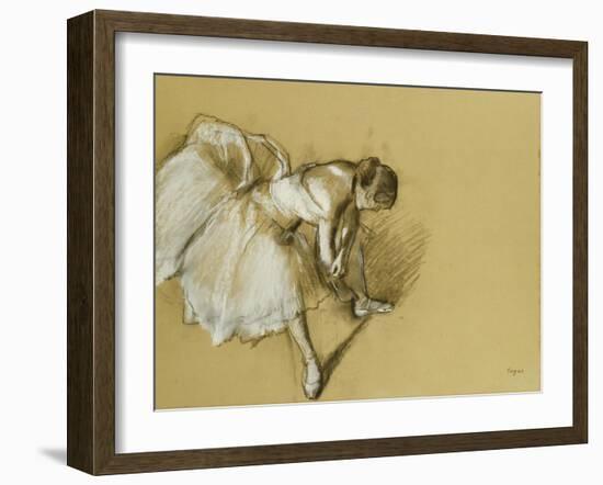 Dancer Adjusting Her Shoe, circa 1890-Edgar Degas-Framed Giclee Print