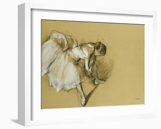 Dancer Adjusting Her Shoe, circa 1890-Edgar Degas-Framed Giclee Print
