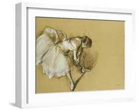 Dancer Adjusting Her Shoe, circa 1890-Edgar Degas-Framed Giclee Print