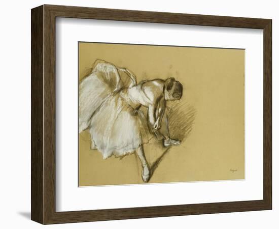 Dancer Adjusting Her Shoe, circa 1890-Edgar Degas-Framed Giclee Print