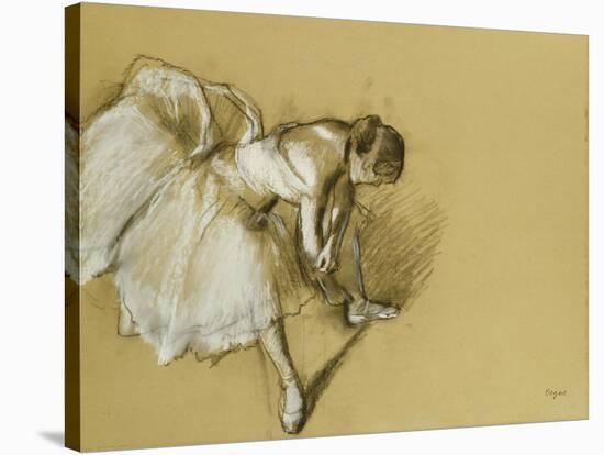 Dancer Adjusting Her Shoe, circa 1890-Edgar Degas-Stretched Canvas