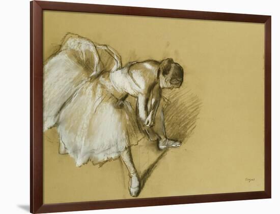 Dancer Adjusting Her Shoe, circa 1890-Edgar Degas-Framed Giclee Print