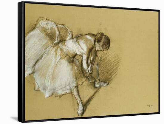 Dancer Adjusting Her Shoe, circa 1890-Edgar Degas-Framed Stretched Canvas