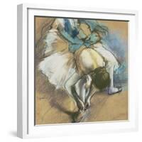 Dancer Adjusting Her Shoes, about 1880/85-Edgar Degas-Framed Giclee Print