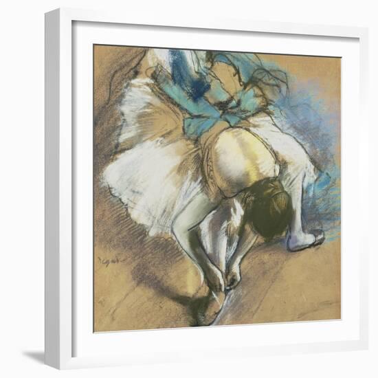 Dancer Adjusting Her Shoes, about 1880/85-Edgar Degas-Framed Giclee Print