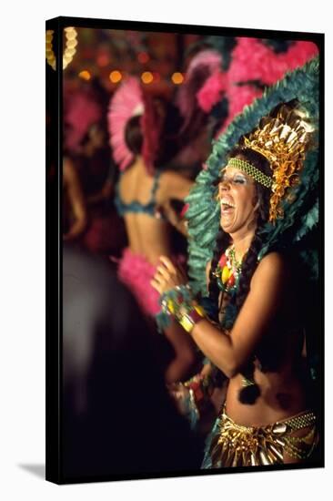 Dancer Amid Crowd of Samba Enthusiasts in Scanty, for Annual Rio Carnival Samba School Parade-Bill Ray-Stretched Canvas