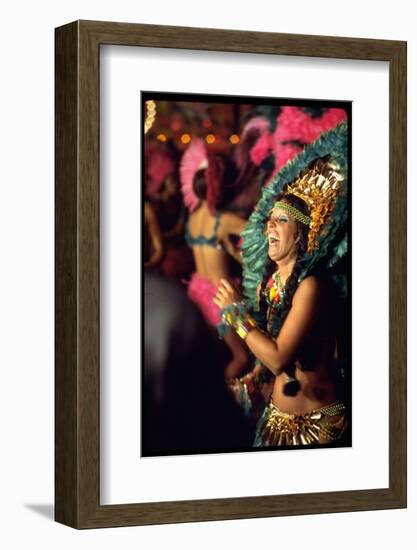 Dancer Amid Crowd of Samba Enthusiasts in Scanty, for Annual Rio Carnival Samba School Parade-Bill Ray-Framed Photographic Print