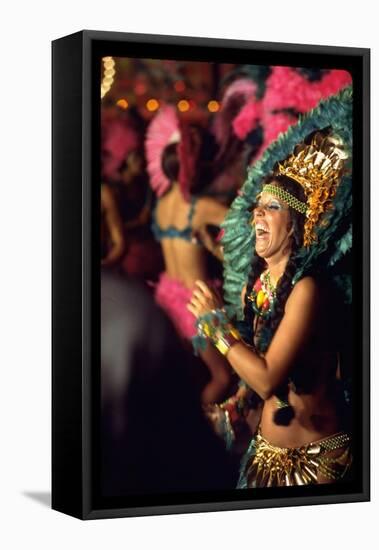 Dancer Amid Crowd of Samba Enthusiasts in Scanty, for Annual Rio Carnival Samba School Parade-Bill Ray-Framed Stretched Canvas