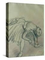 Dancer Fixing Her Slipper-Edgar Degas-Stretched Canvas