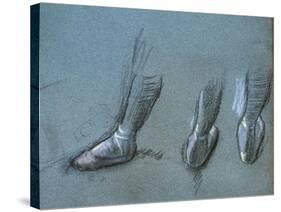 Dancer from back and three foot studies (detail)-Edgar Degas-Stretched Canvas