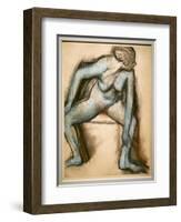 Dancer in a swimsuit. Around 1896. Pastel on velin paper glue on cardboard.-Edgar Degas-Framed Giclee Print