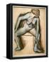 Dancer in a swimsuit. Around 1896. Pastel on velin paper glue on cardboard.-Edgar Degas-Framed Stretched Canvas