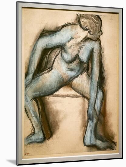 Dancer in a swimsuit. Around 1896. Pastel on velin paper glue on cardboard.-Edgar Degas-Mounted Giclee Print