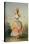 Dancer in Louis XVI Costume (Oil on Panel)-Jean-frederic Schall-Stretched Canvas