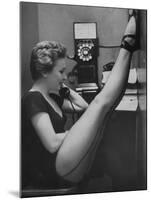 Dancer Mary Ellen Terry Talking with Her Legs Up in Telephone Booth-Gordon Parks-Mounted Photographic Print