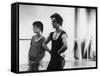 Dancer Mikhail Baryshnikov and Choreographer Twyla Tharp Resting during Rehearsal-Gjon Mili-Framed Stretched Canvas