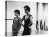 Dancer Mikhail Baryshnikov and Choreographer Twyla Tharp Resting during Rehearsal-Gjon Mili-Stretched Canvas