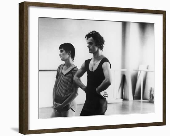 Dancer Mikhail Baryshnikov and Choreographer Twyla Tharp Resting during Rehearsal-Gjon Mili-Framed Premium Photographic Print