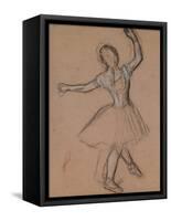 Dancer on Stage and in Motion, C.1880-85 (White, Black and Red Fabricated Chalk)-Edgar Degas-Framed Stretched Canvas