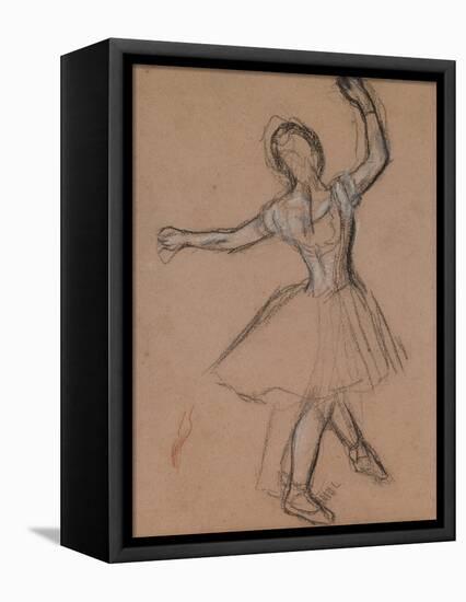 Dancer on Stage and in Motion, C.1880-85 (White, Black and Red Fabricated Chalk)-Edgar Degas-Framed Stretched Canvas