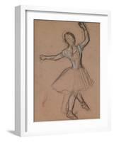 Dancer on Stage and in Motion, C.1880-85 (White, Black and Red Fabricated Chalk)-Edgar Degas-Framed Giclee Print