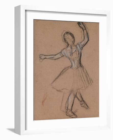 Dancer on Stage and in Motion, C.1880-85 (White, Black and Red Fabricated Chalk)-Edgar Degas-Framed Giclee Print