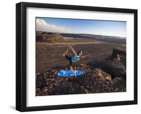 Dancer Pose During an Evening Outdoor Yoga Session at the Frenchman-Coulee in Central Washington.-Ben Herndon-Framed Photographic Print