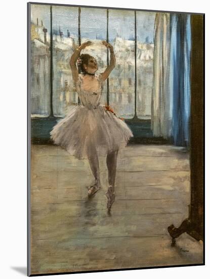 Dancer posing at a photographer's house (1874). Oil on canvas.-Edgar Degas-Mounted Giclee Print